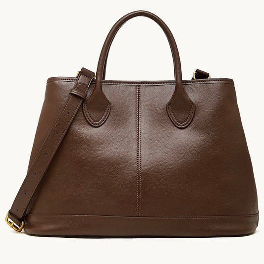 Vintage Genuine Leather Bag with Versatile 2-Way Carry - Classic Work Satchel