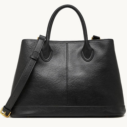 Vintage Genuine Leather Bag with Versatile 2-Way Carry - Classic Work Satchel