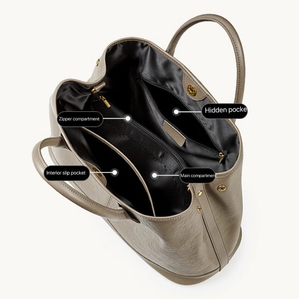 Vintage Genuine Leather Bag with Versatile 2-Way Carry - Classic Work Satchel