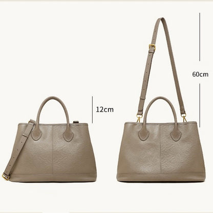 Vintage Genuine Leather Bag with Versatile 2-Way Carry - Classic Work Satchel