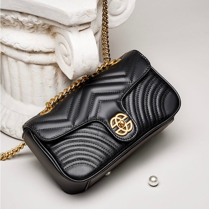 Umhängetasche Love Diamond Chain aus echtem Leder für Damen 