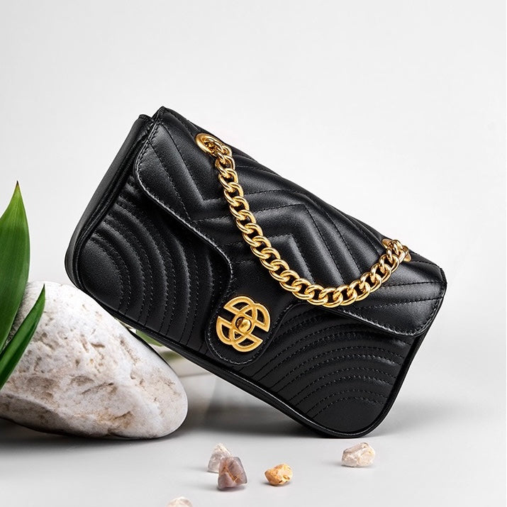 Umhängetasche Love Diamond Chain aus echtem Leder für Damen 