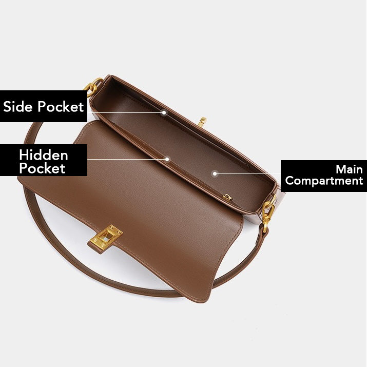 Women’s Genuine Leather Vintage Crossbody Shoulder Baguette Bag