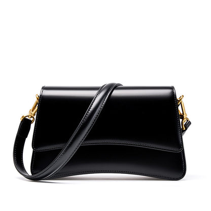 Women’s Genuine Leather Multifunctional Baguette Shoulder Bag with French Chic