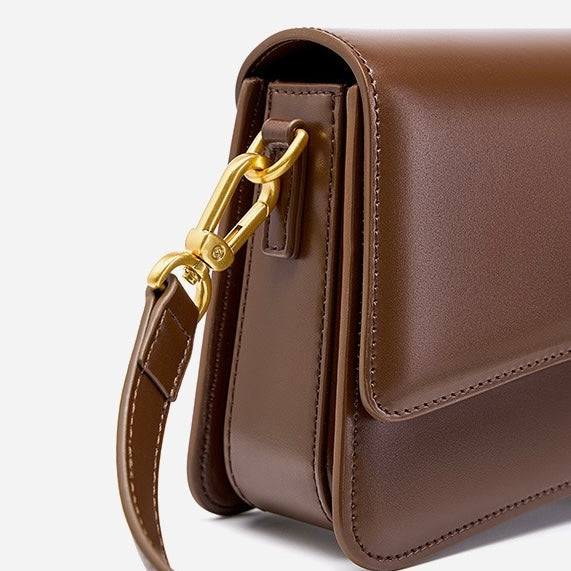 Women’s Genuine Leather Multifunctional Baguette Shoulder Bag with French Chic