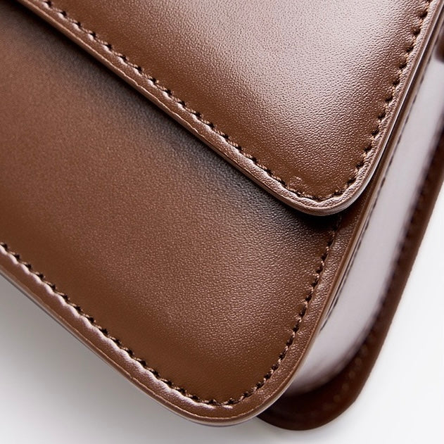 Women’s Genuine Leather Multifunctional Baguette Shoulder Bag with French Chic