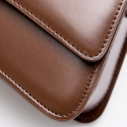 Women’s Genuine Leather Multifunctional Baguette Shoulder Bag with French Chic