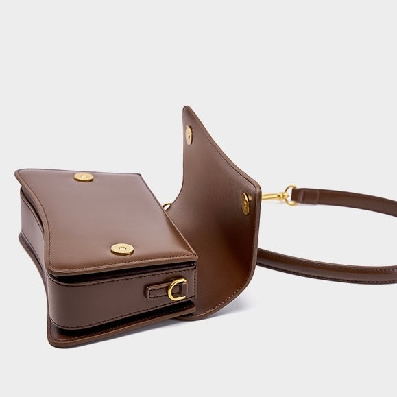 Women’s Genuine Leather Multifunctional Baguette Shoulder Bag with French Chic