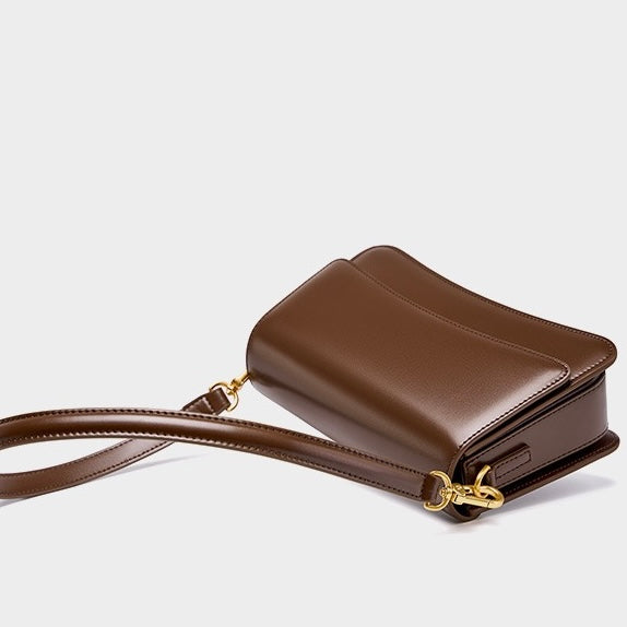 Women’s Genuine Leather Multifunctional Baguette Shoulder Bag with French Chic