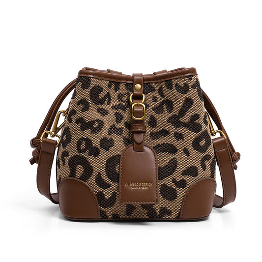 Women's Spring Summer Fashion Canvas Bucket Crossbody Shoulder Bag