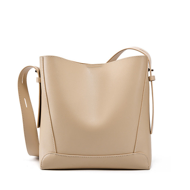 Sac seau surdimensionné en cuir véritable pour femme, à bandoulière et à bandoulière