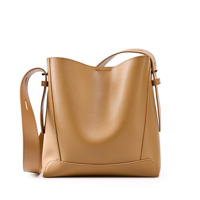 Sac seau surdimensionné en cuir véritable pour femme, à bandoulière et à bandoulière