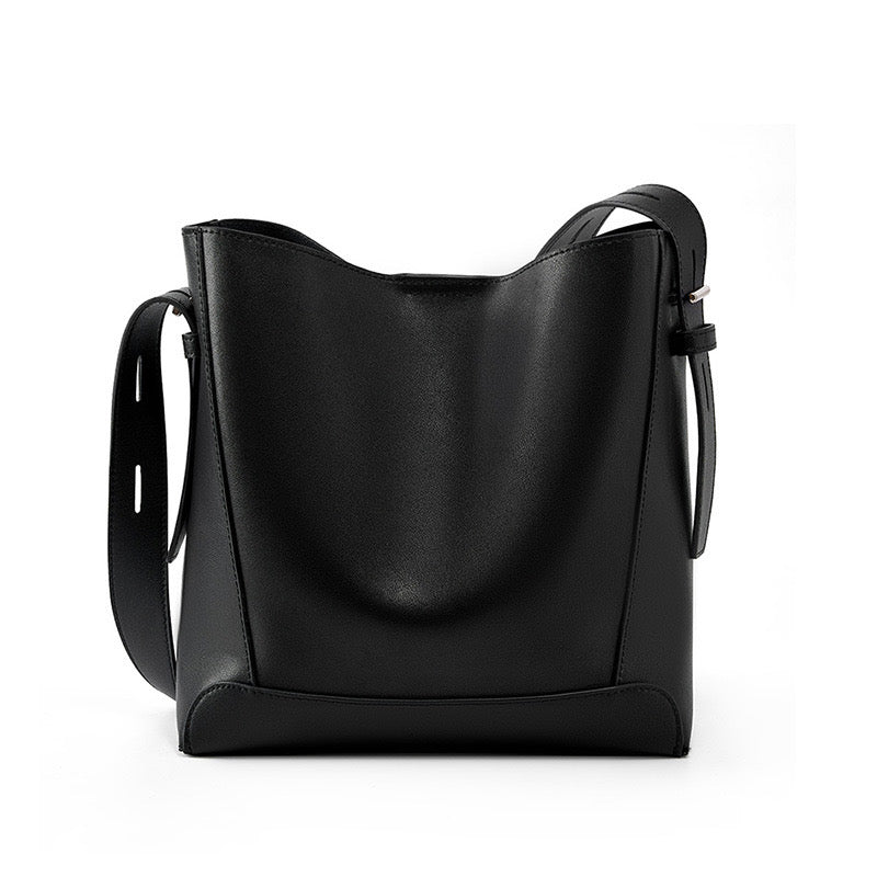 Sac seau surdimensionné en cuir véritable pour femme, à bandoulière et à bandoulière