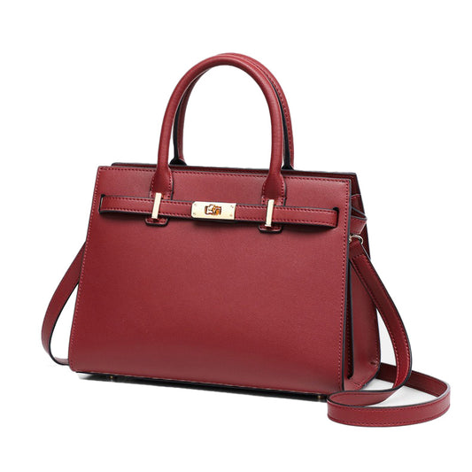 Stylish Red Women's Large Capacity Genuine Leather Tote Bag