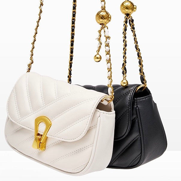 Damen-Umhängetasche aus echtem Leder mit Kette – 2025 Summer Luxe Edition 