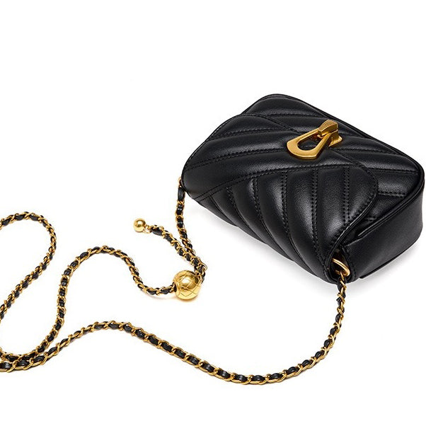 Damen-Umhängetasche aus echtem Leder mit Kette – 2025 Summer Luxe Edition 