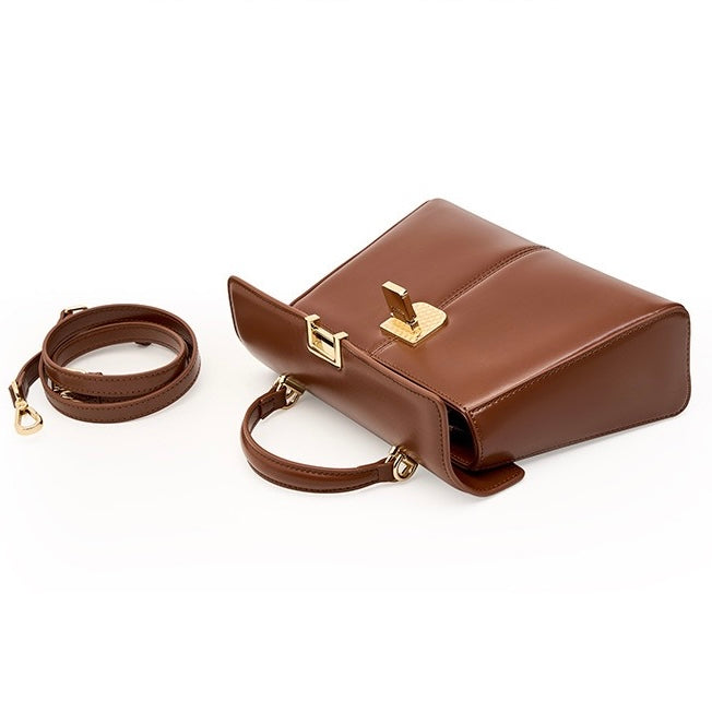 Damenhandtasche aus echtem Leder mit Hufeisenschnalle 