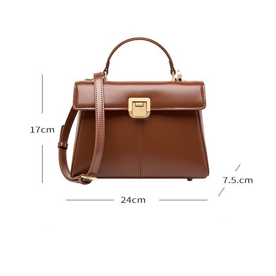 Damenhandtasche aus echtem Leder mit Hufeisenschnalle 