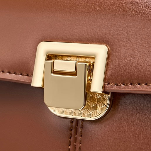 Damenhandtasche aus echtem Leder mit Hufeisenschnalle 