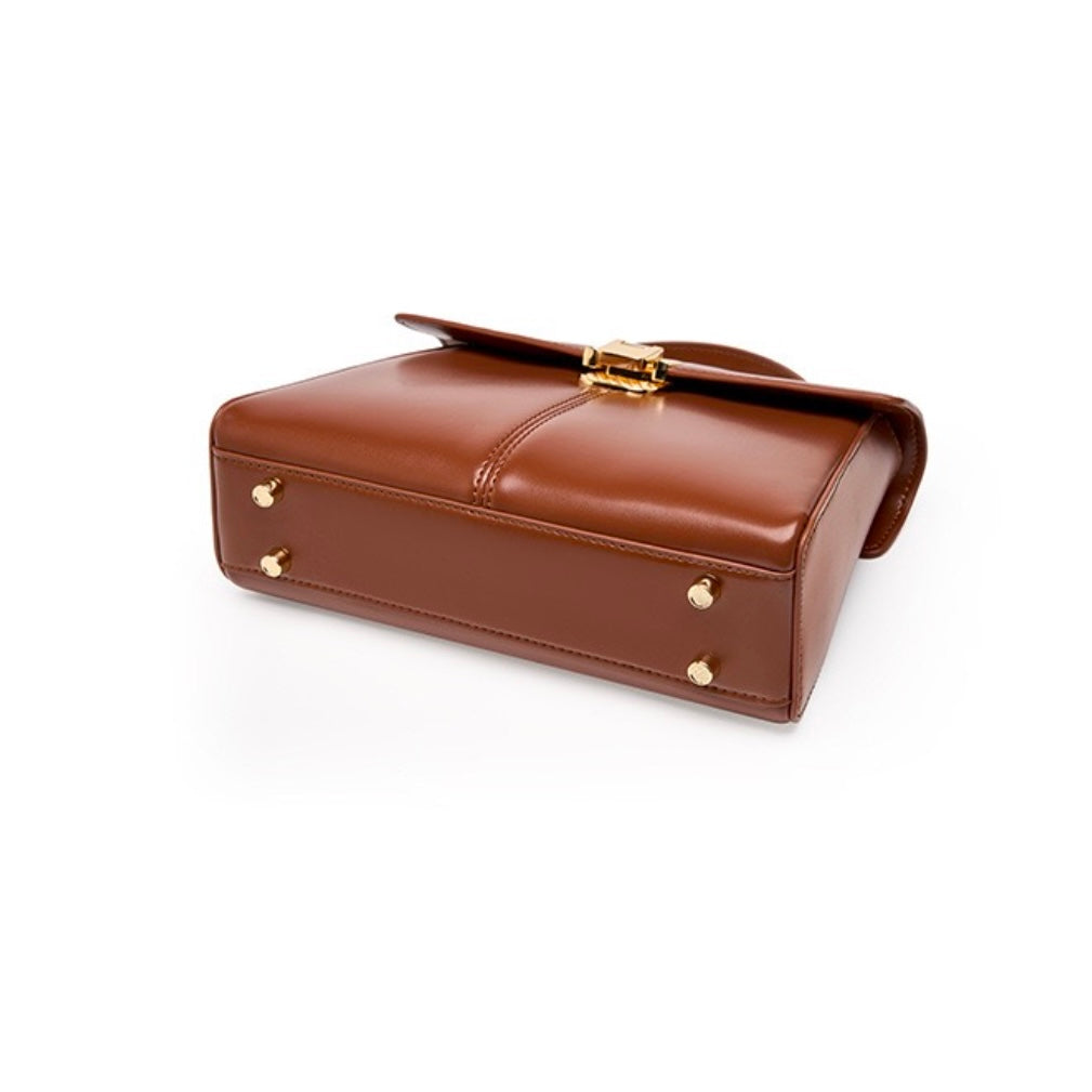 Damenhandtasche aus echtem Leder mit Hufeisenschnalle 