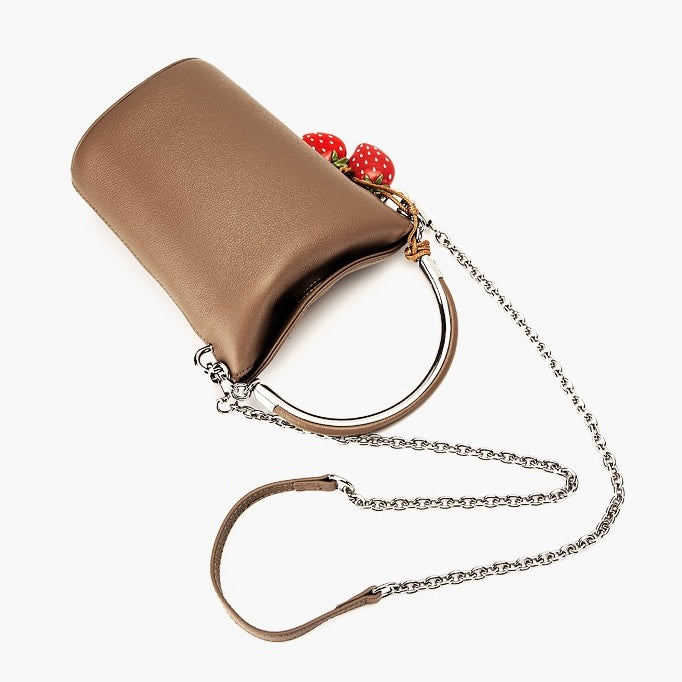 Genuine Leather Mini Bucket Phone Crossbody Handbag