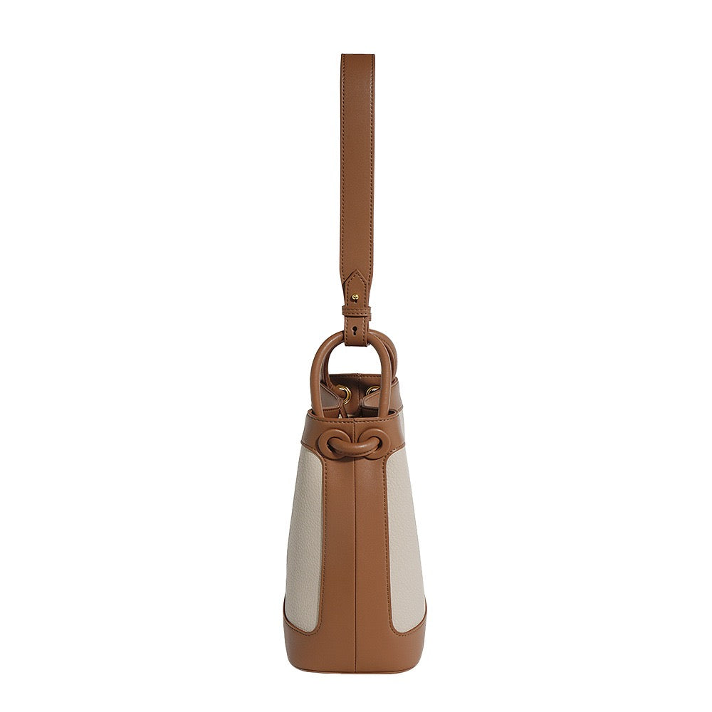 Women's Premium Genuine Leather Crossbody Handheld Commuting Bucket Bag