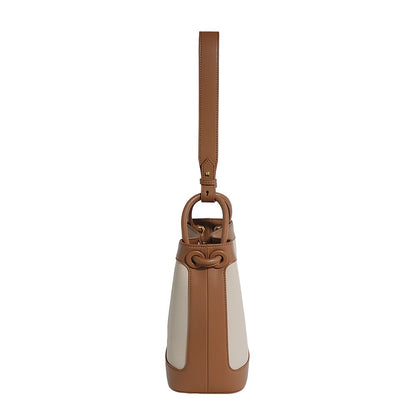 Women's Premium Genuine Leather Crossbody Handheld Commuting Bucket Bag