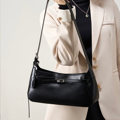 Women' Waxed Calfskin Vintage Crossbody Baguette Bag