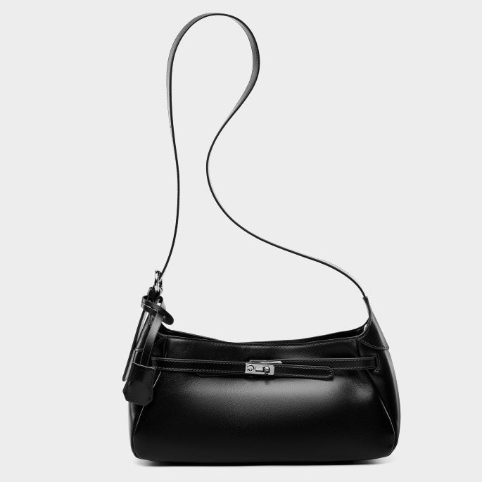 Women' Waxed Calfskin Vintage Crossbody Baguette Bag