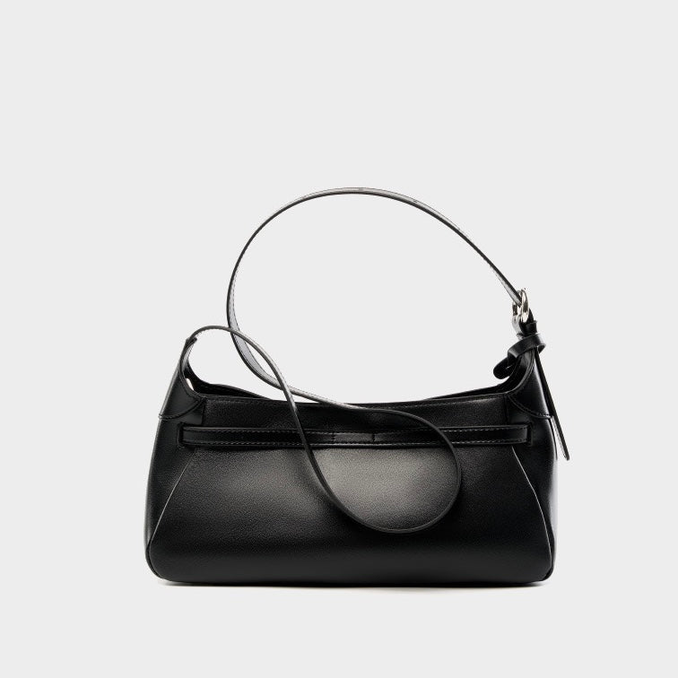 Women' Waxed Calfskin Vintage Crossbody Baguette Bag