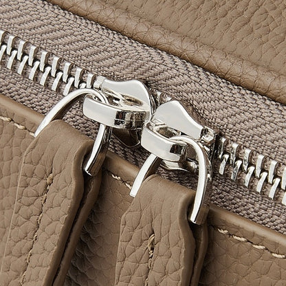 Genuine Leather Multi-Compartment Cosmetic Bag