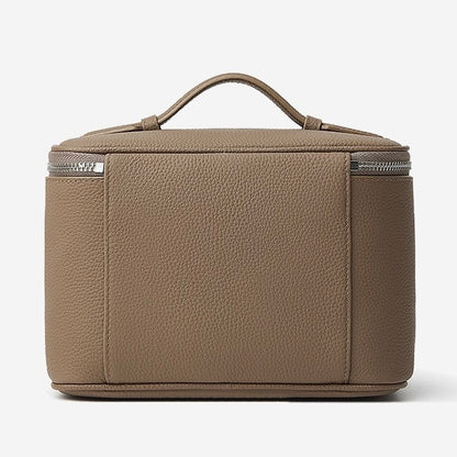 Genuine Leather Multi-Compartment Cosmetic Bag