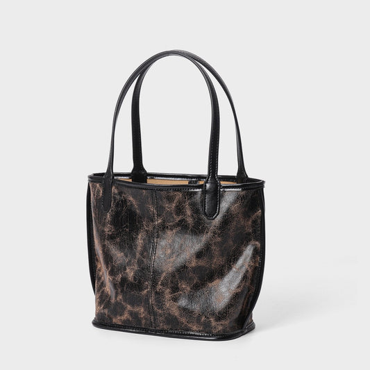 Bolso tote vintage de cuero genuino para mujer con bolsa