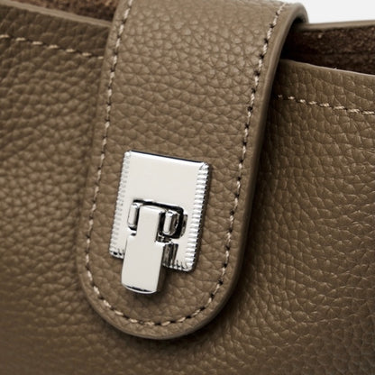 Women's Genuine Leather Vertical Drawstring Bucket Phone Bag