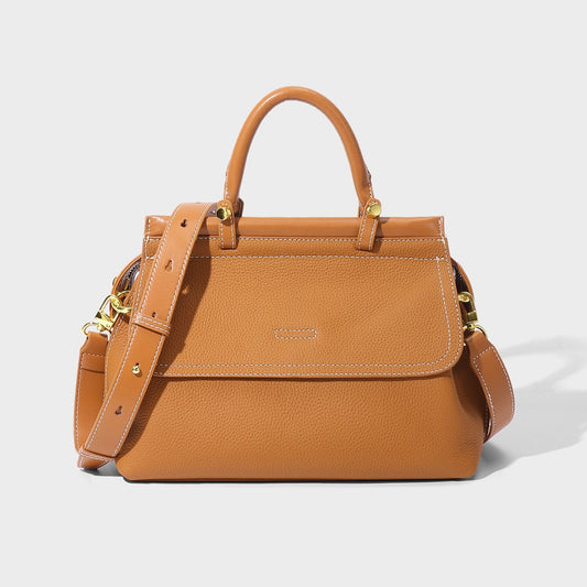 Women's Exquisite Genuine Leather Flip-Top Commuter Handbag