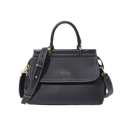 Women's Exquisite Genuine Leather Flip-Top Commuter Handbag