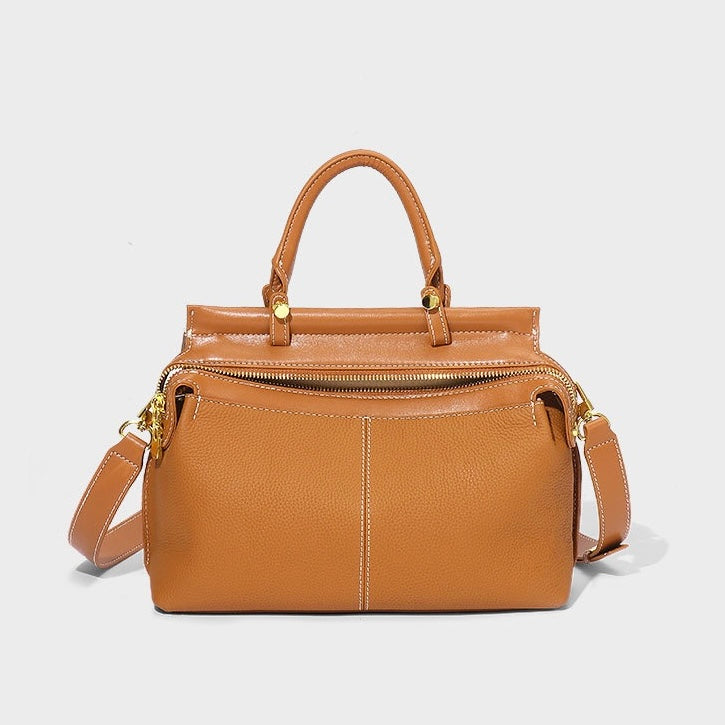Women's Exquisite Genuine Leather Flip-Top Commuter Handbag