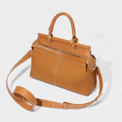 Women's Exquisite Genuine Leather Flip-Top Commuter Handbag