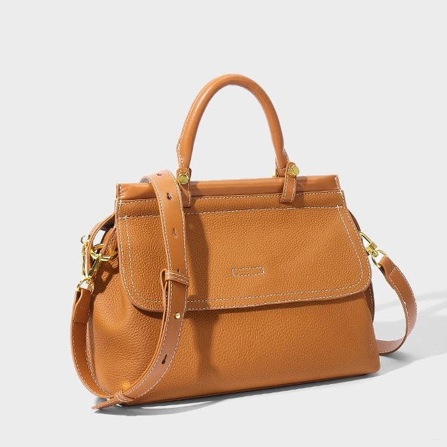 Women's Exquisite Genuine Leather Flip-Top Commuter Handbag
