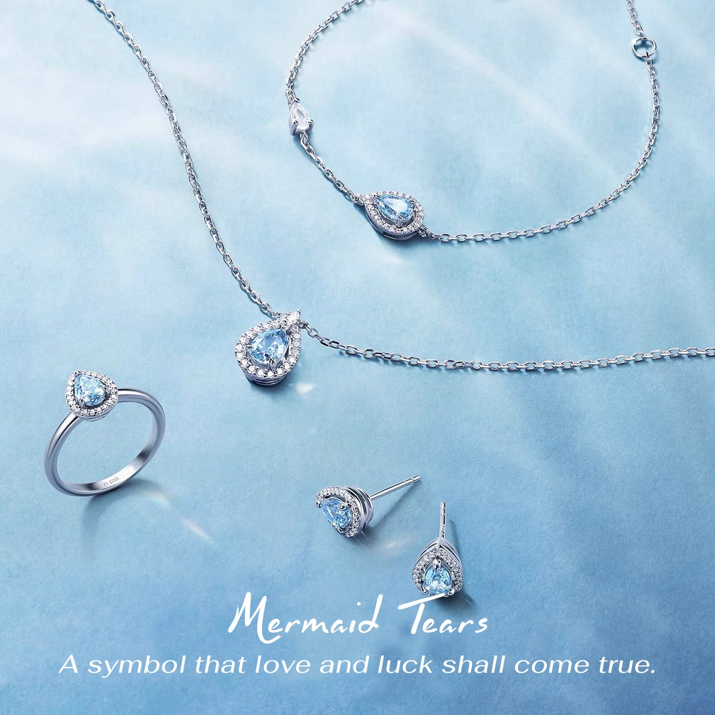 Ocean Blue Mermaid Tear Necklace