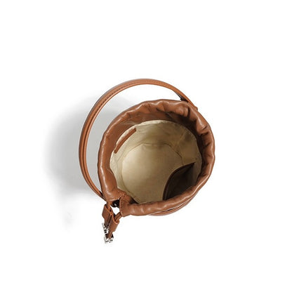 Luxury Women's Lambskin Woven Crossbody Handheld Barrel Bag for Beach Vacation