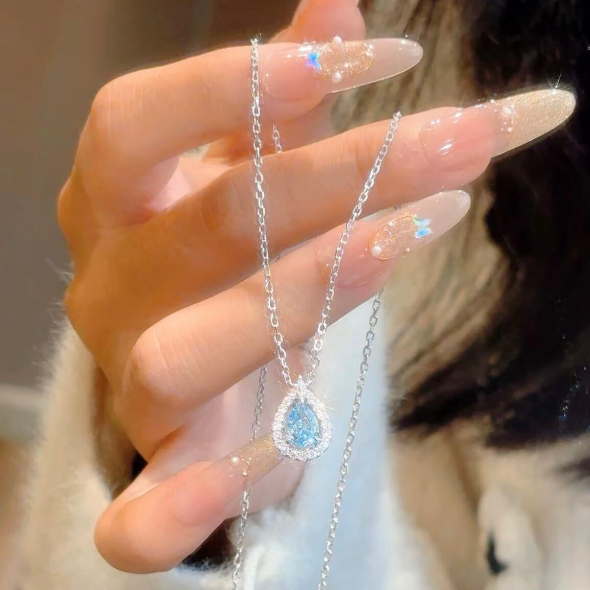 Ocean Blue Mermaid Tear Necklace