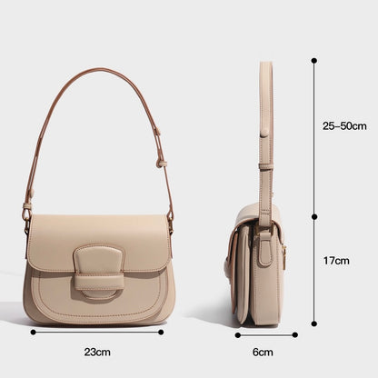 Women's Contour Stitch Genuine Leather Saddle Bag