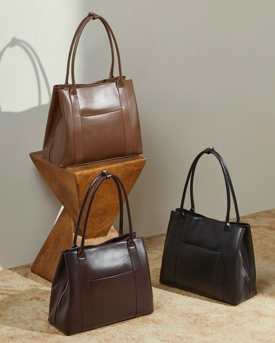 Women's Structured Executive Genuine Leather Bag