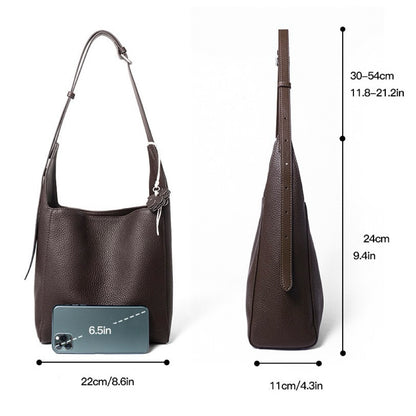 Textured Genuine Leather Hobo Bag with Floral Charm