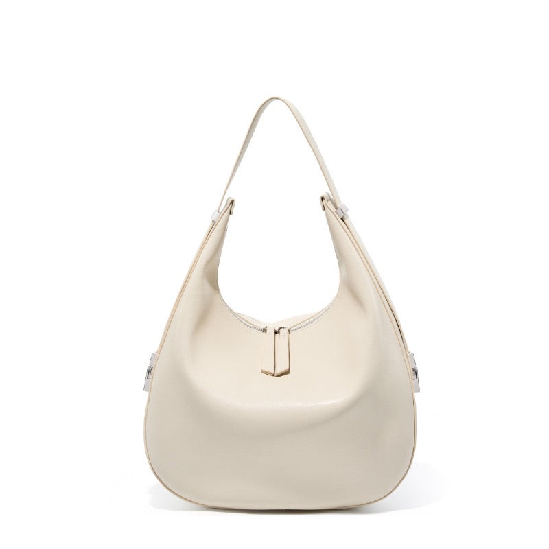 Minimalist Design Genuine Leather Crescent Underarm Shoulder Handbag