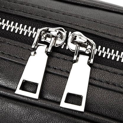 Elegant Minimalist Genuine Leather Bag - Vintage Boston Shoulder Tote with Charm