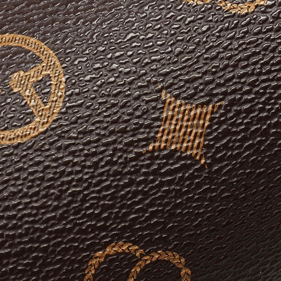 Monogram Print Faux Leather Buckle-Accent Barrel Crossbody Bag
