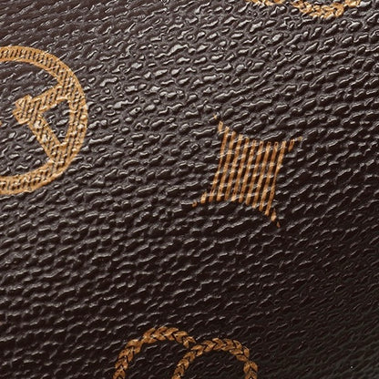 Monogram Print Faux Leather Buckle-Accent Barrel Crossbody Bag
