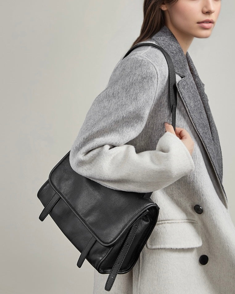 Vintage Flap Messenger Genuine Leather Bag - Large Capacity Versatile 2-Way Carry Satchel